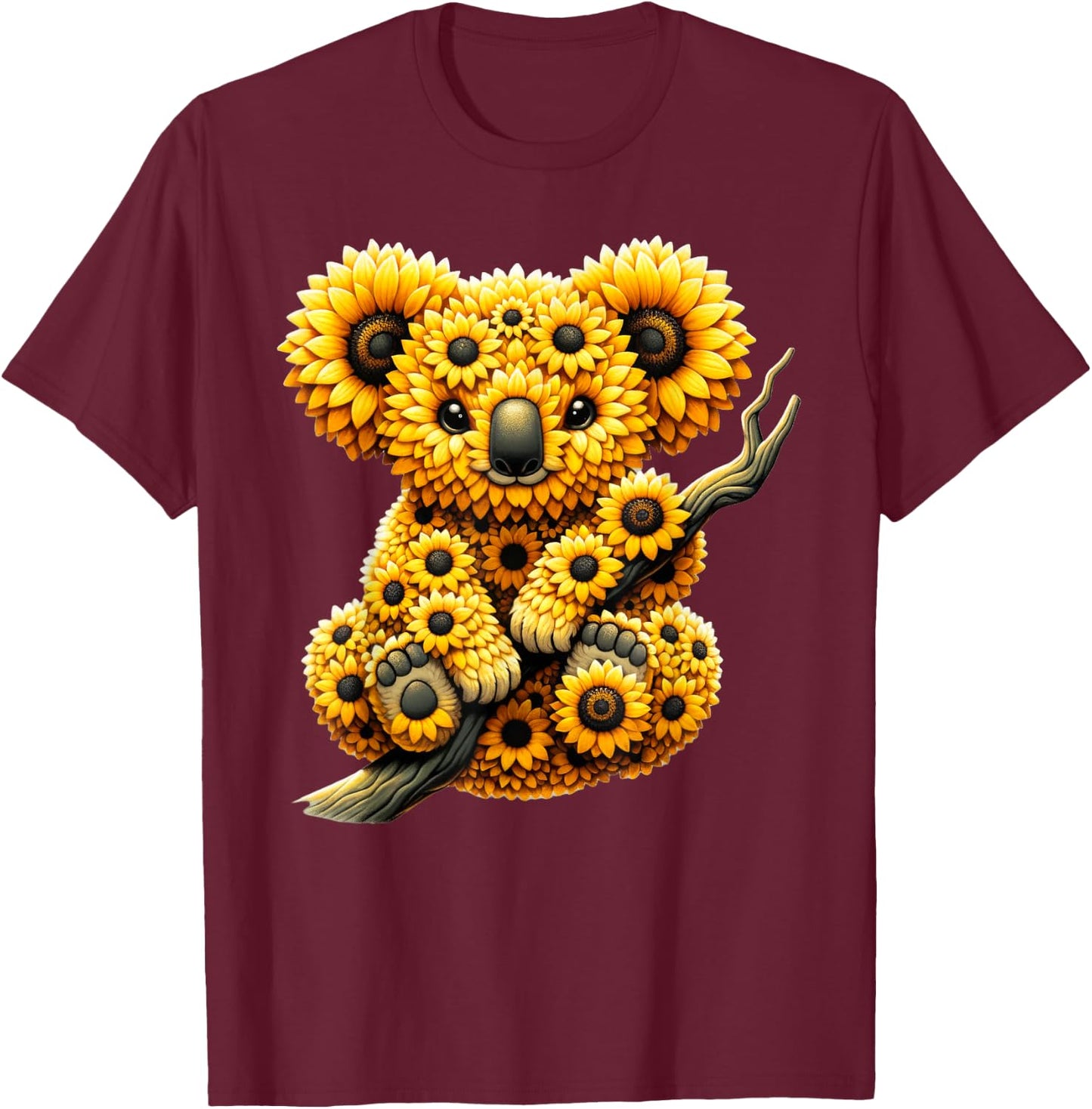 Sunflower Koala Bear Flower Gardening Floral T-Shirt - T-Shirt | Maroon
