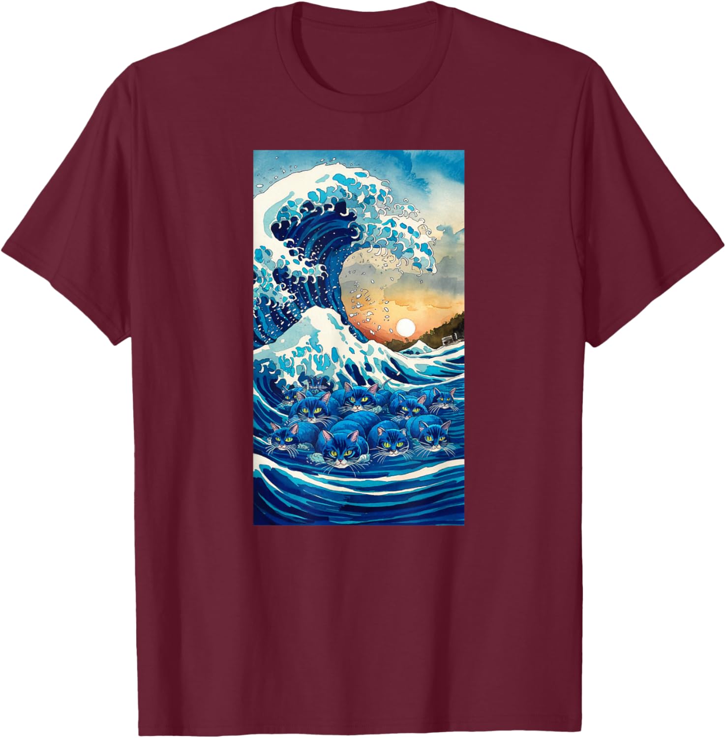 Blue Cats Wave For Kamala T-Shirt - T-Shirt | Maroon