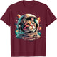 Galaxy Astronaut Cat Space T-Shirt - T-Shirt | Maroon