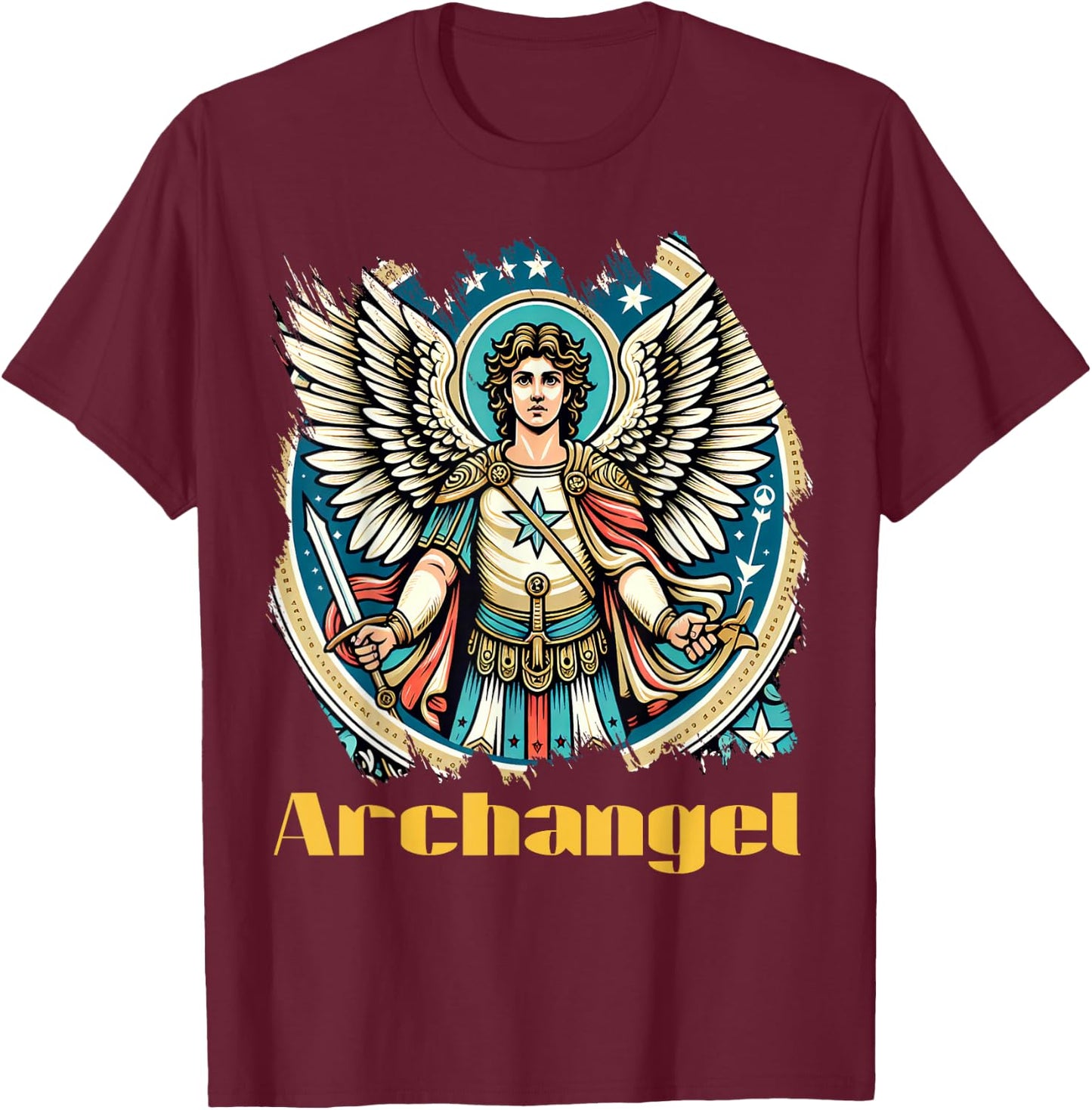 Archangel Costume Saint Michael Christian Angel Saint Patron T-Shirt - T-Shirt | Maroon