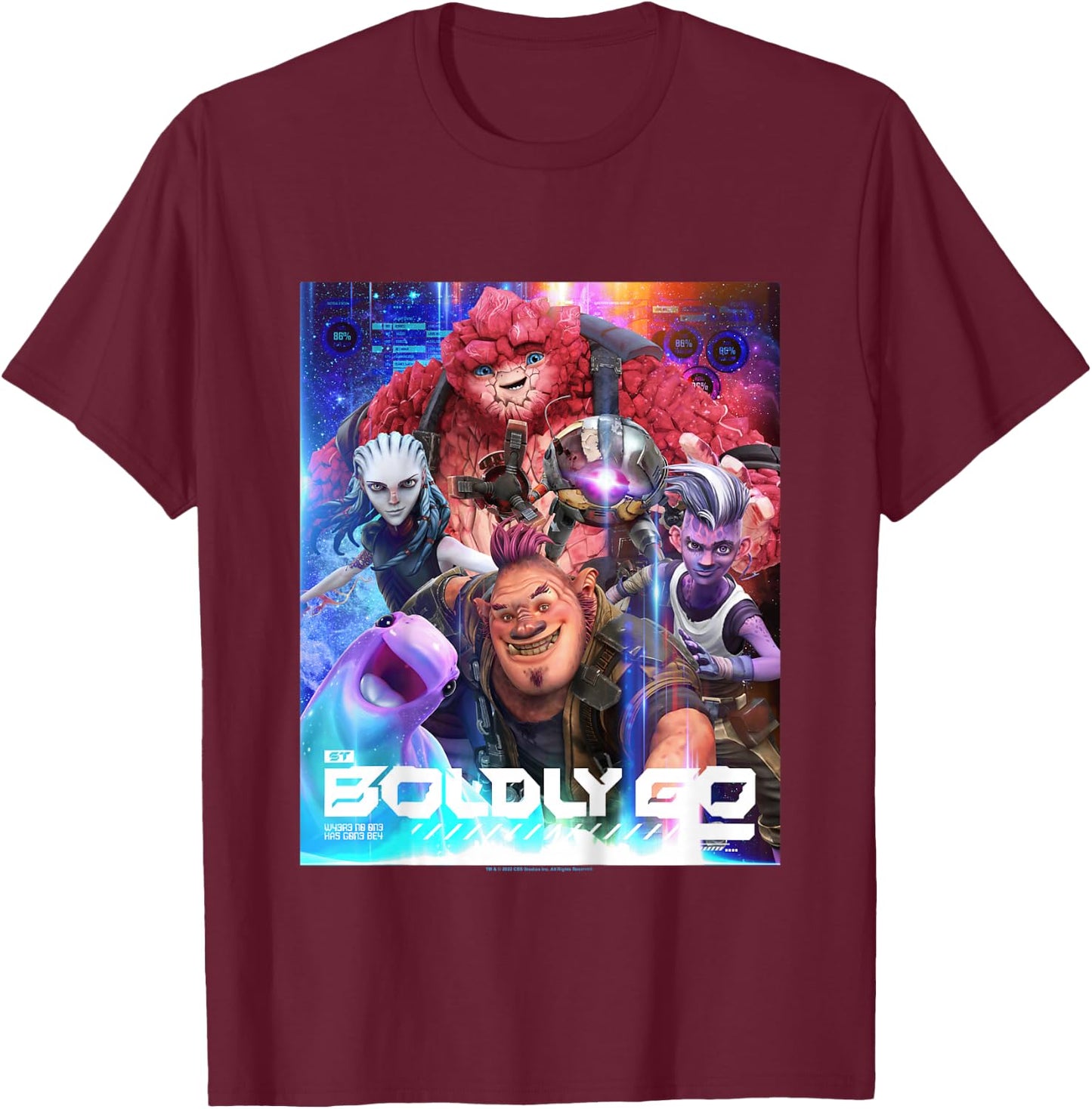 Kids Star Trek: Prodigy Boldly Go Poster T-Shirt - T-Shirt | Maroon