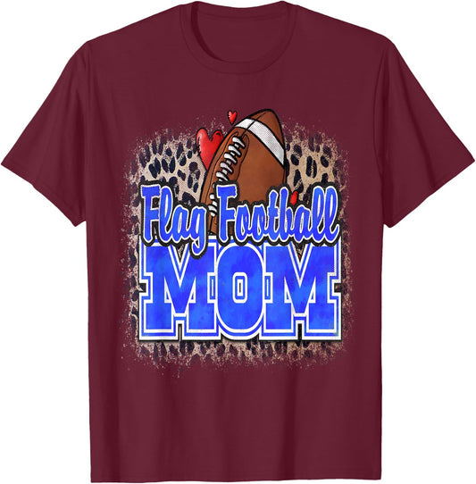 Flag Football Mom Mother's Day Football Team Mom T-Shirt - T-Shirt | Maroon