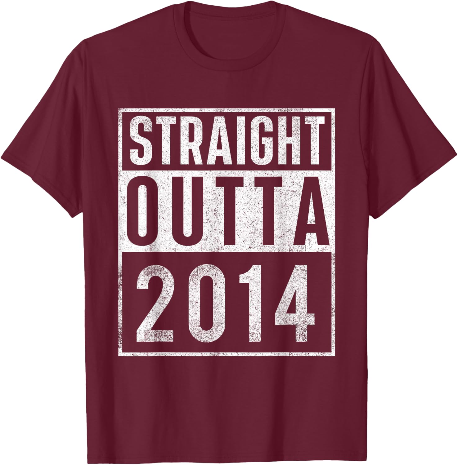 Straight Outta 2014 Year of Birth Birthday T-Shirt - T-Shirt | Maroon