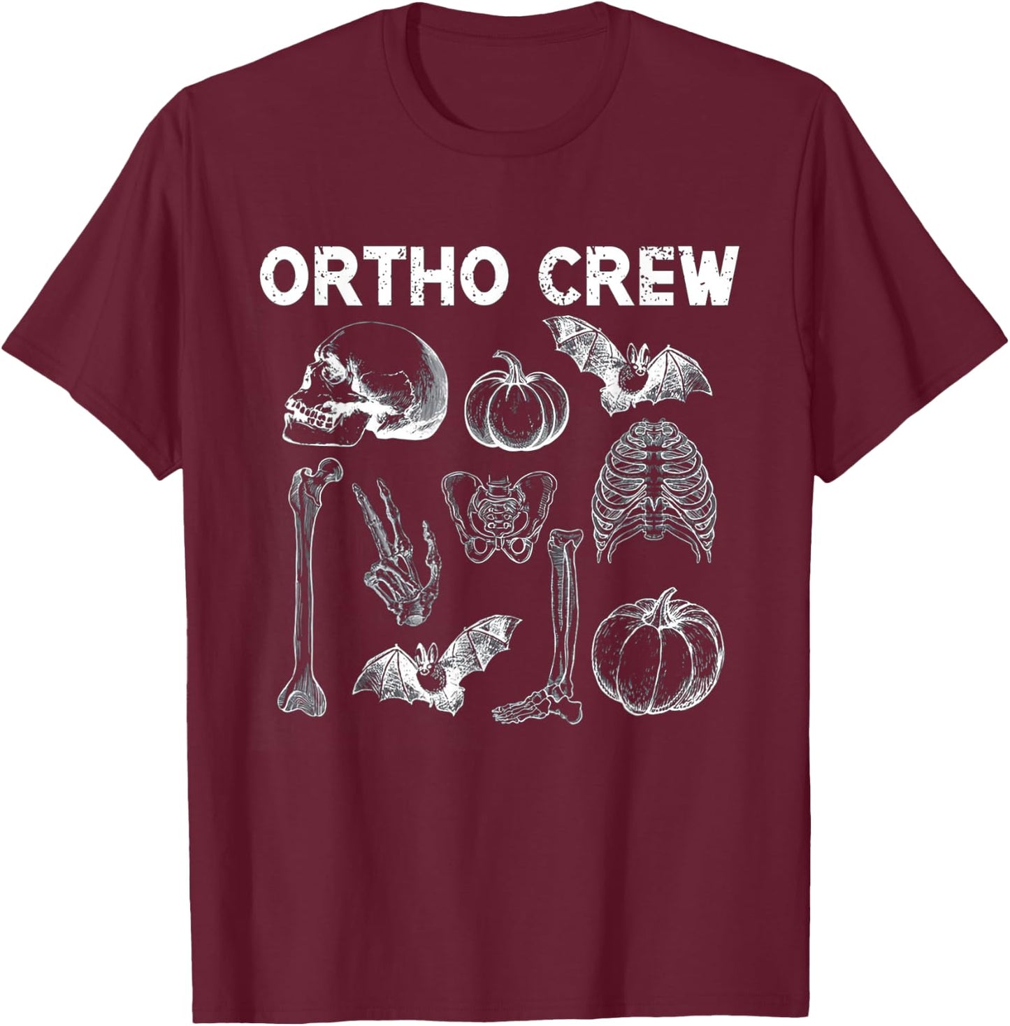 Ortho Crew Halloween Pumpkin Orthopedic Nurse Ortho Nurse T-Shirt - T-Shirt | Maroon
