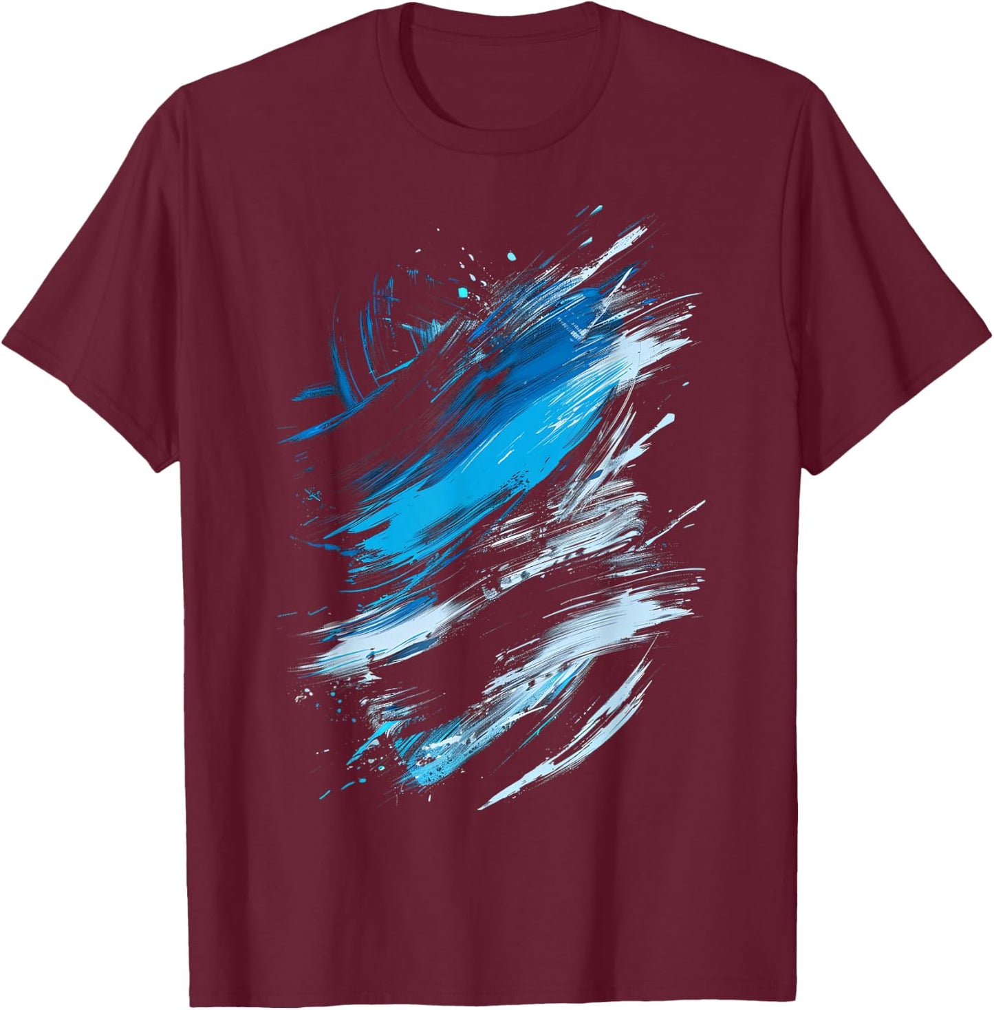 Blue And Black Dynamic Swirl Graphic T-Shirt - T-Shirt | Maroon