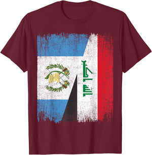 Half Guatemala Iraq Split Flag Guatemalan Pride Roots T-Shirt - T-Shirt | Maroon