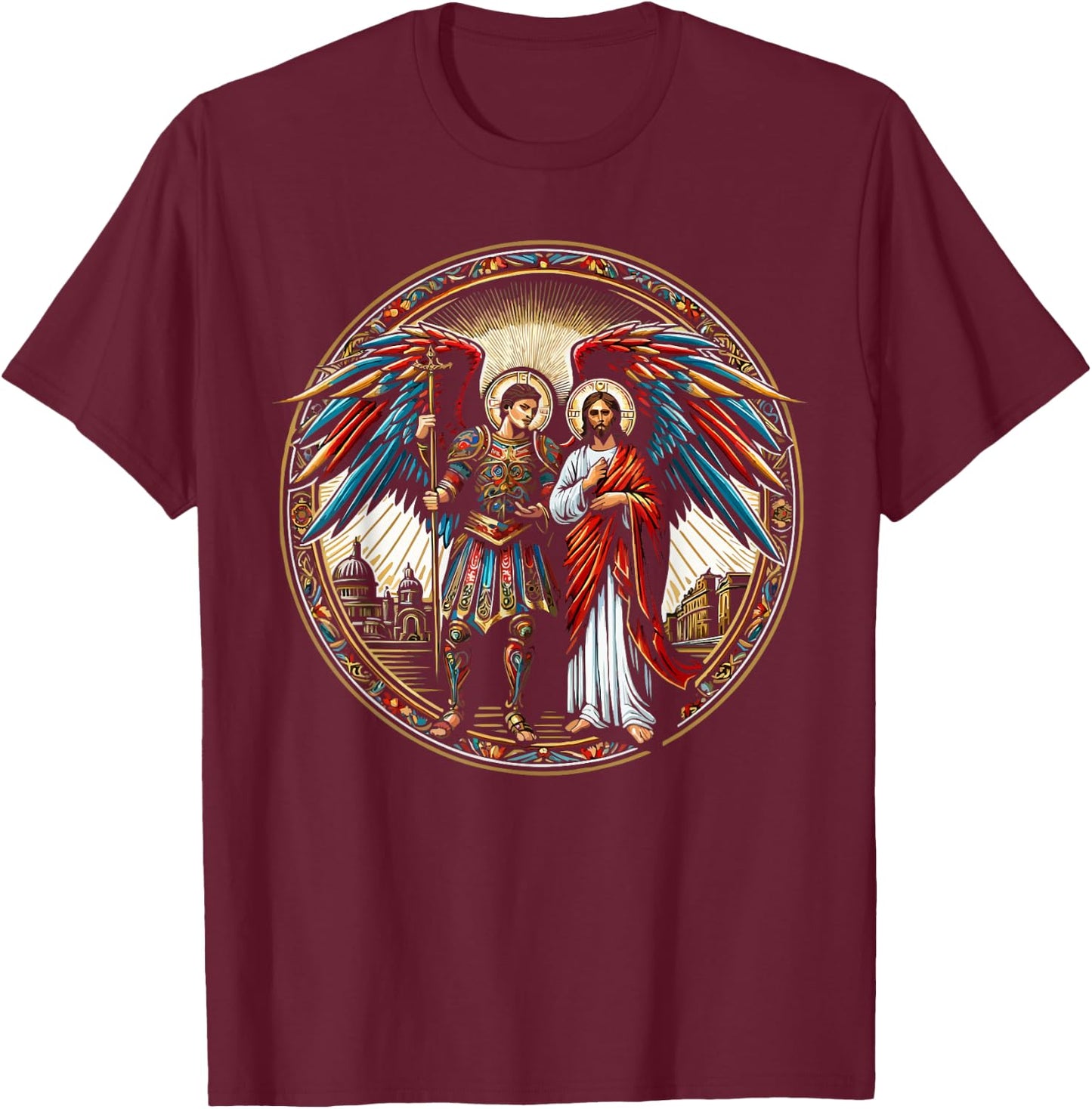 Archangel Gabriel Catholic Christianity Guardian Angel T-Shirt - T-Shirt | Maroon