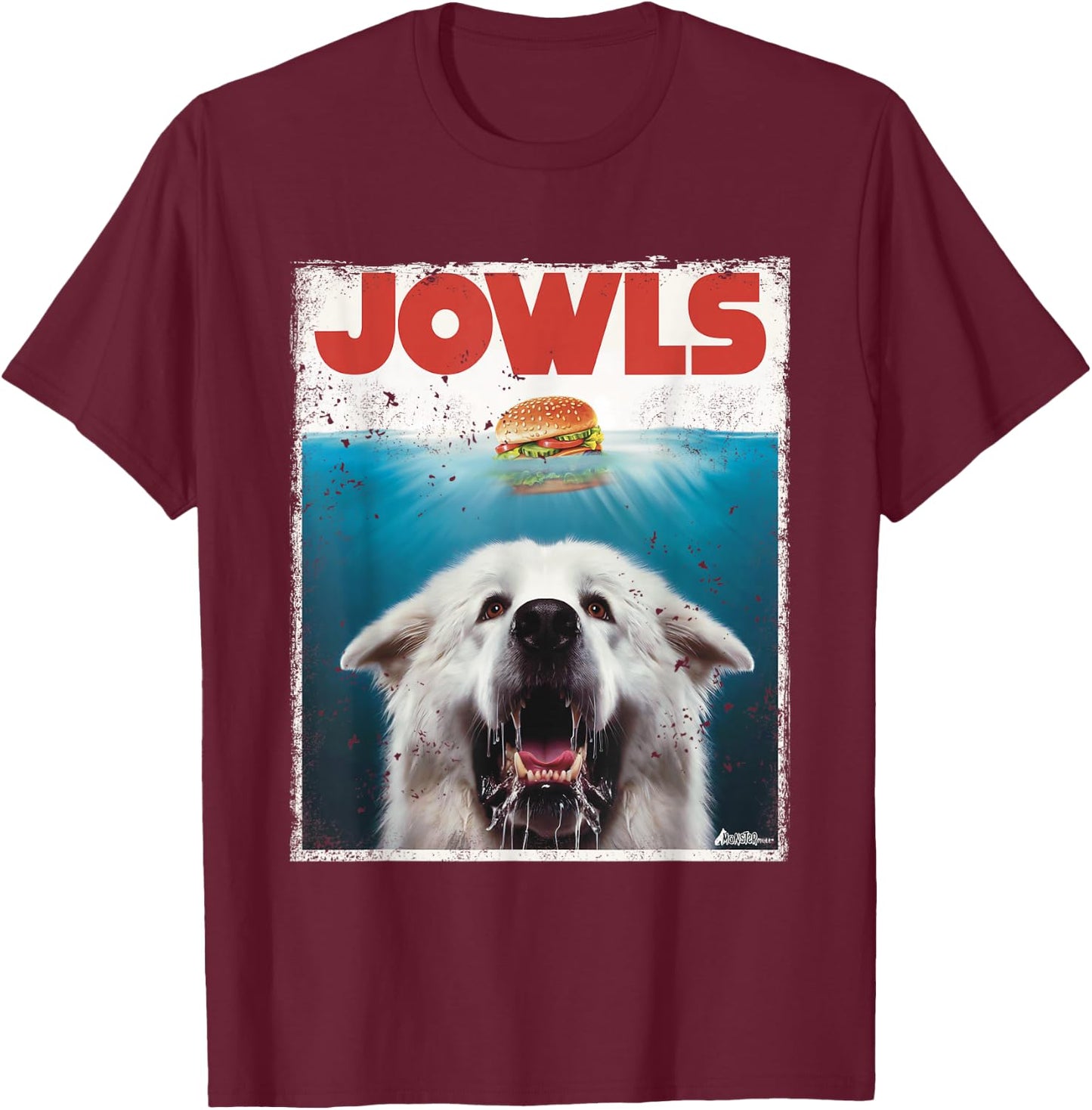Funny Great Pyrenees Jowls Burger, Gentle Giant Cute Dog Mom T-Shirt - T-Shirt | Maroon