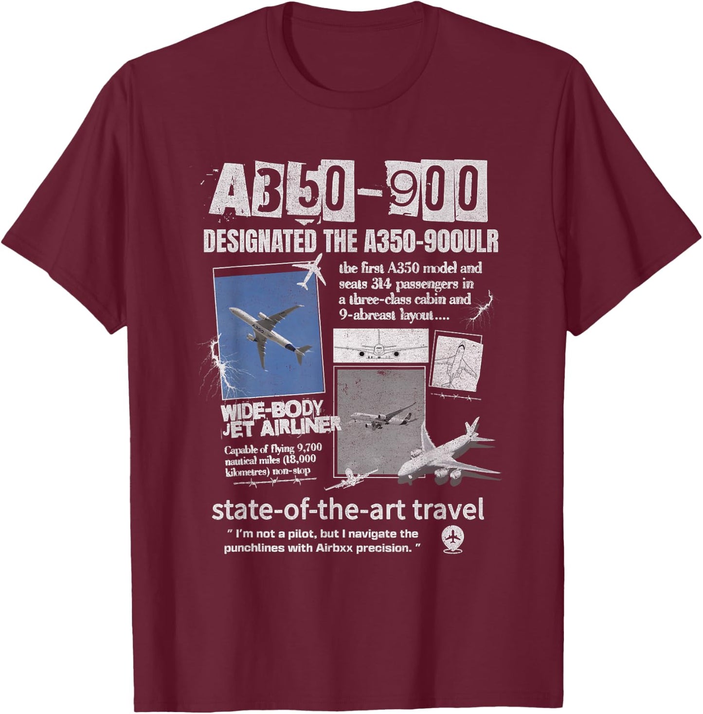 A350-900 Airbus Light Aircraft T-Shirt - T-Shirt | Maroon