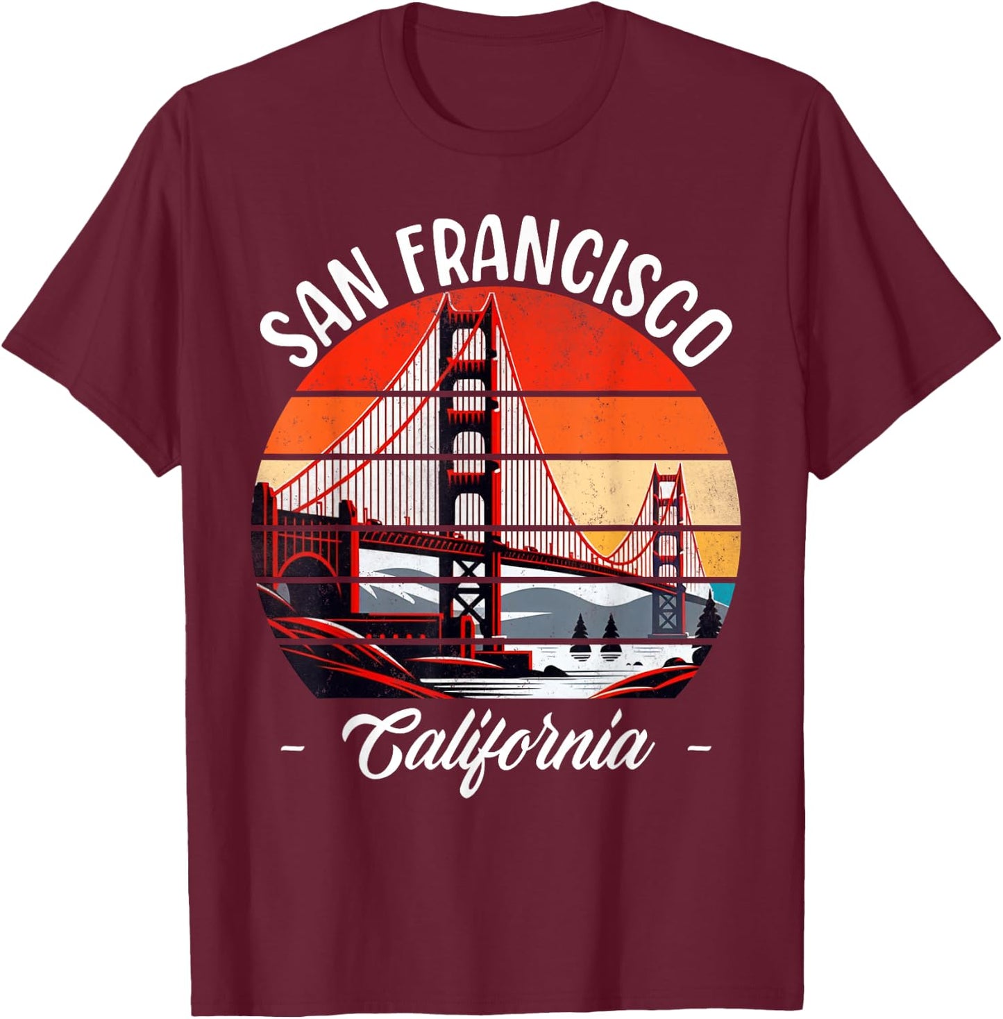 Golden Gate Bridge San Francisco California USA Golden Gate T-Shirt - T-Shirt | Maroon
