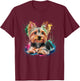 Men Woman Colorful Watercolor Yorkshire Terrier T-Shirt - T-Shirt | Maroon