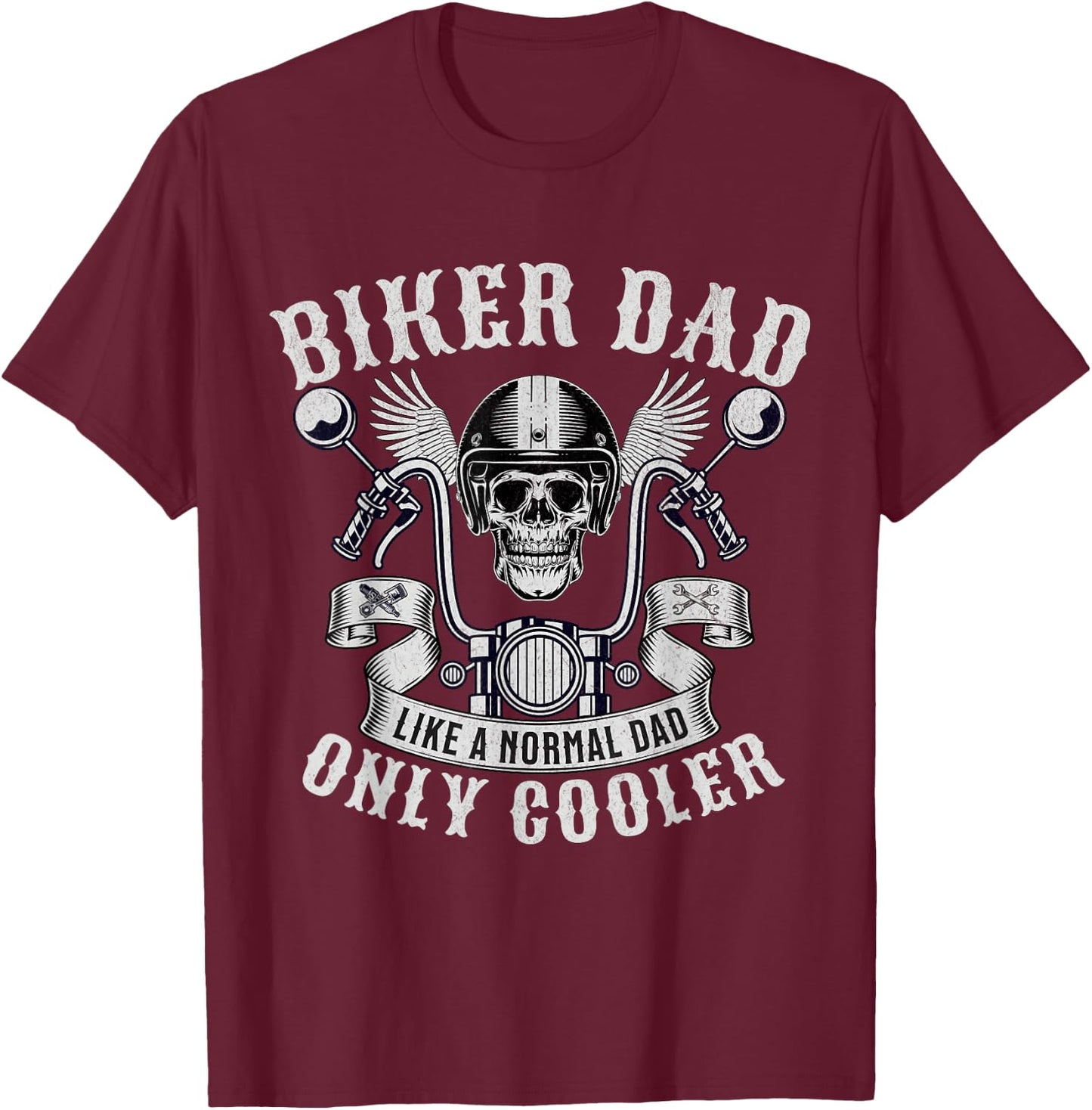 Biker Dad Motorcycle Father Rider Biker Dad Father's Day T-Shirt - T-Shirt | Maroon