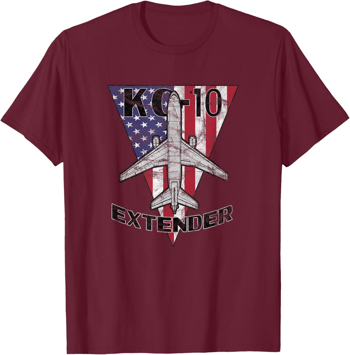 KC-10 Extender Military Tanker Airplane Patriotic Vintage T-Shirt - T-Shirt | Maroon