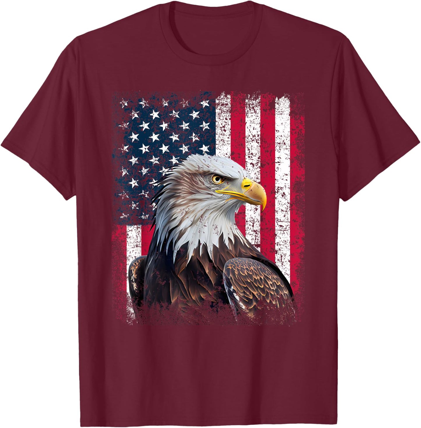 Patriotic Eagle 4th Of July USA American Flag T-Shirt - T-Shirt | Maroon