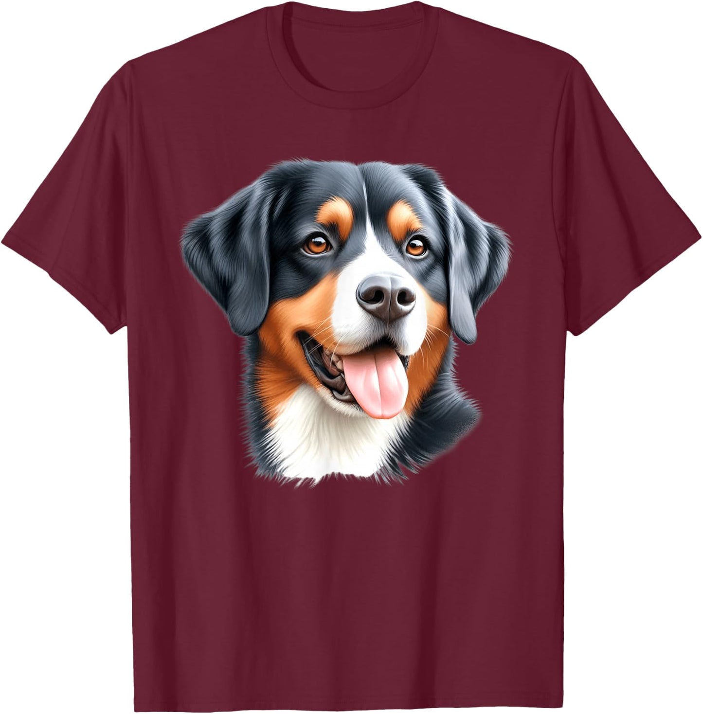 Entlebucher Mountain Dog Portrait T-Shirt - T-Shirt | Maroon