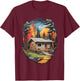 Tranquil Forest Log Cabin - Colorful Woods Scene T-Shirt - T-Shirt | Maroon