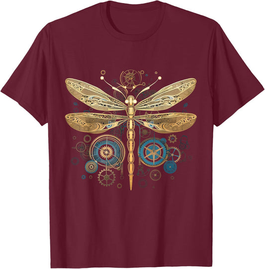 Dragonfly Steam Punk Insect Art Engineer Steampunk Dragonfly T-Shirt - T-Shirt | Maroon