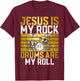 Jesus Is My Rock Drums Are My Roll Christian Drummer Jesus T-Shirt - T-Shirt | Maroon