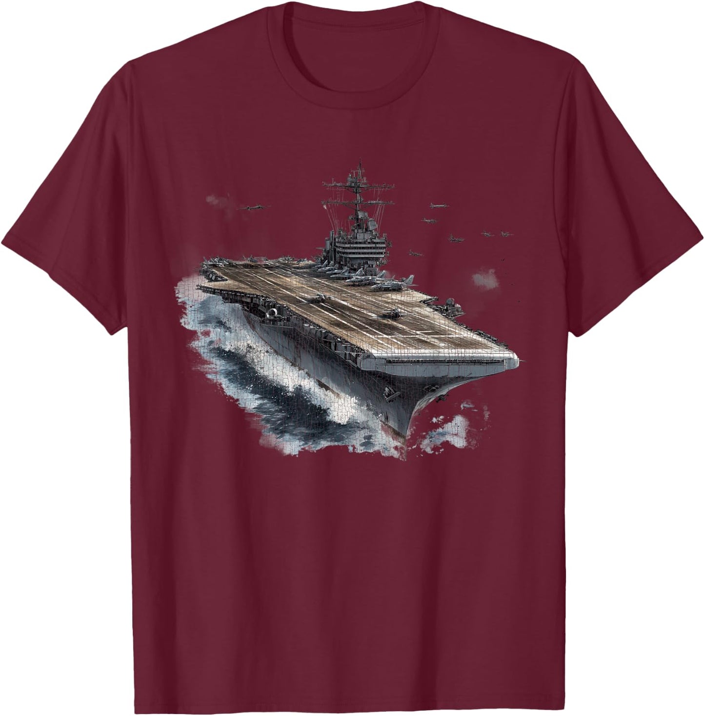 Aircraft Carrier Flat-Top Naval Warfare T-Shirt - T-Shirt | Maroon