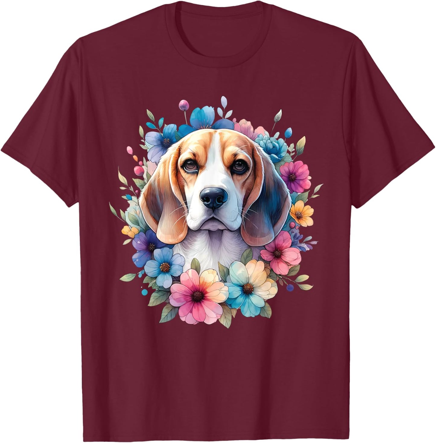 Floral Beagle Mom Dog Lovers Cute Mama Puppy Mother's Day T-Shirt - T-Shirt | Maroon