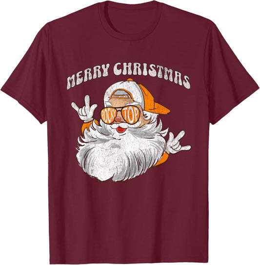 Vintage Tennessee Merry Christmas Santa With Sunglasses T-Shirt - T-Shirt | Maroon