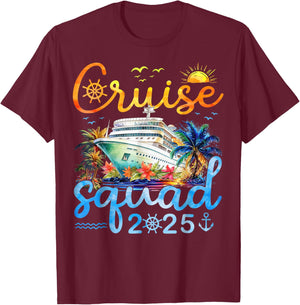 Cruise Squad 2025 Family Group Matching Cruising Vacation T-Shirt - T-Shirt | Maroon