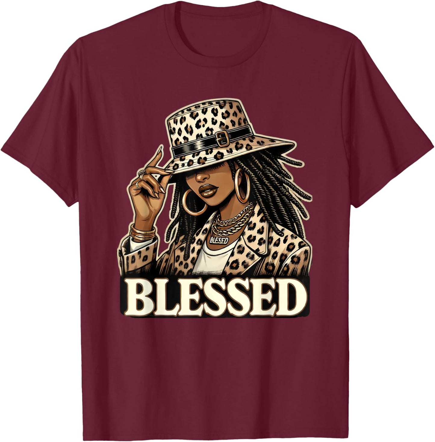 Blessed Black Cowgirl Western Swag African Christian Woman T-Shirt - T-Shirt | Maroon