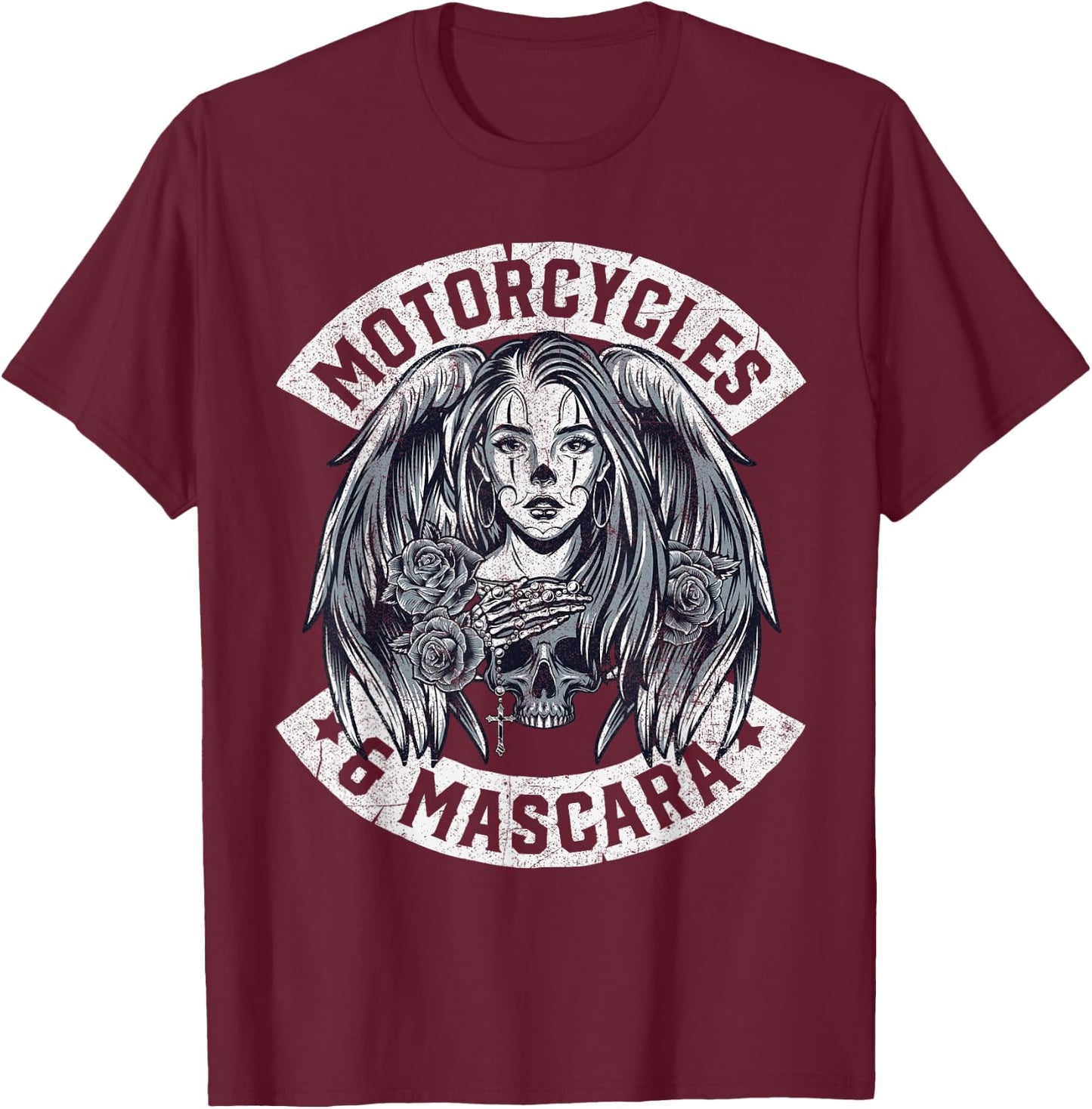 Motorcycles and Mascara Cute Motorcycle Chick Biker Girl T-Shirt - T-Shirt | Maroon