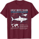 Great White Shark T Shirt Science Sharks Facts Geek Graphic T-Shirt - T-Shirt | Maroon