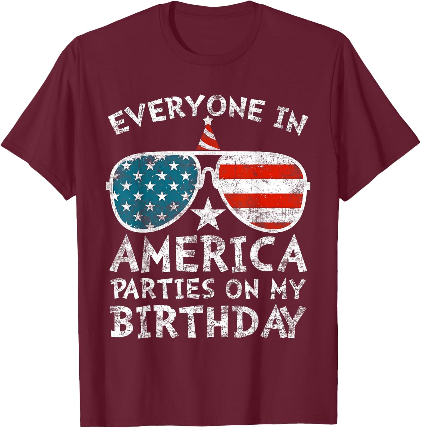 4th of July Birthday Party Boy Girl Fourth of July T-Shirt - T-Shirt | Maroon