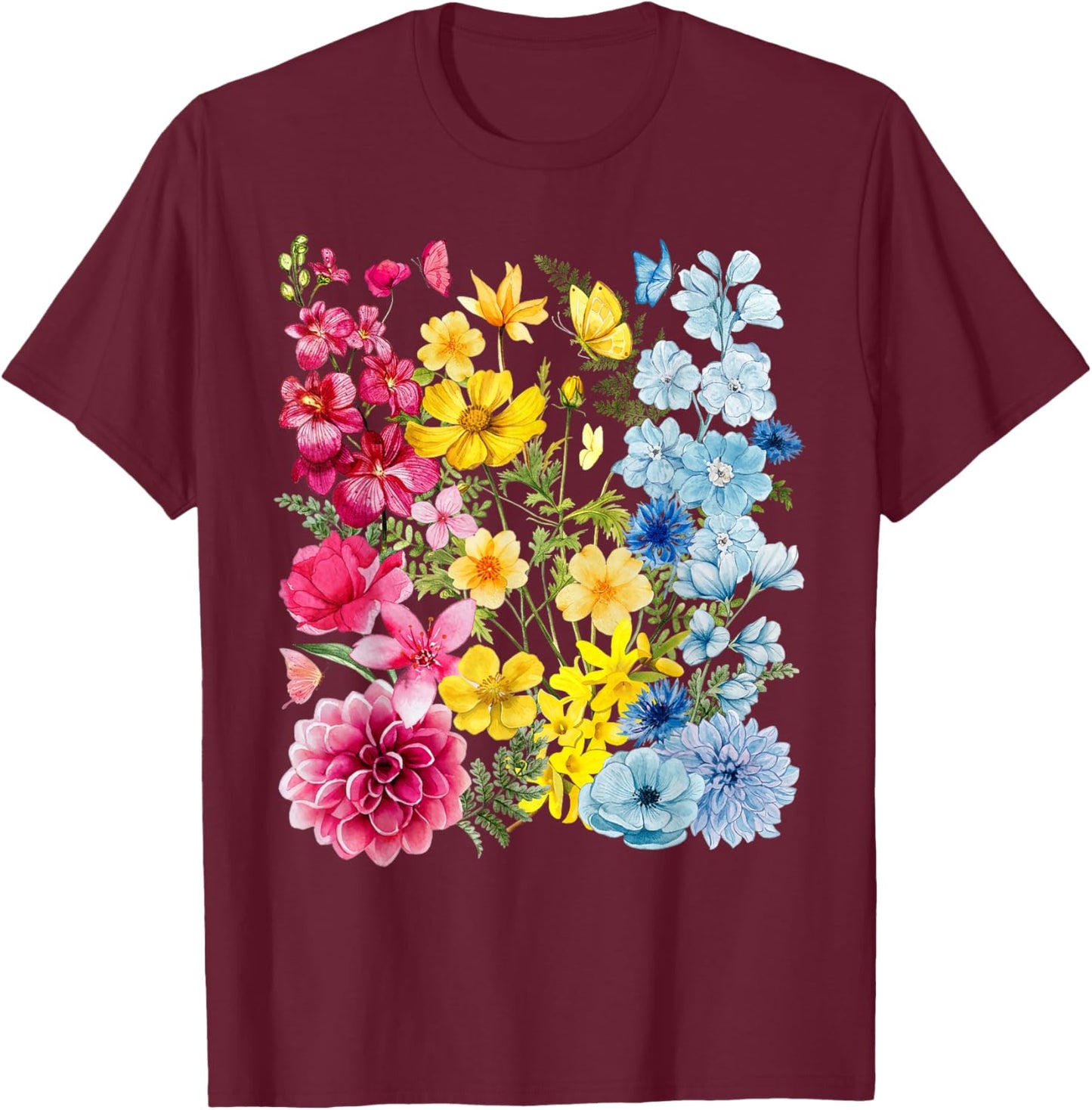 Wildflower Pansexual Pan Rainbow LGBTQ Pride Subtle Month T-Shirt - T-Shirt | Maroon