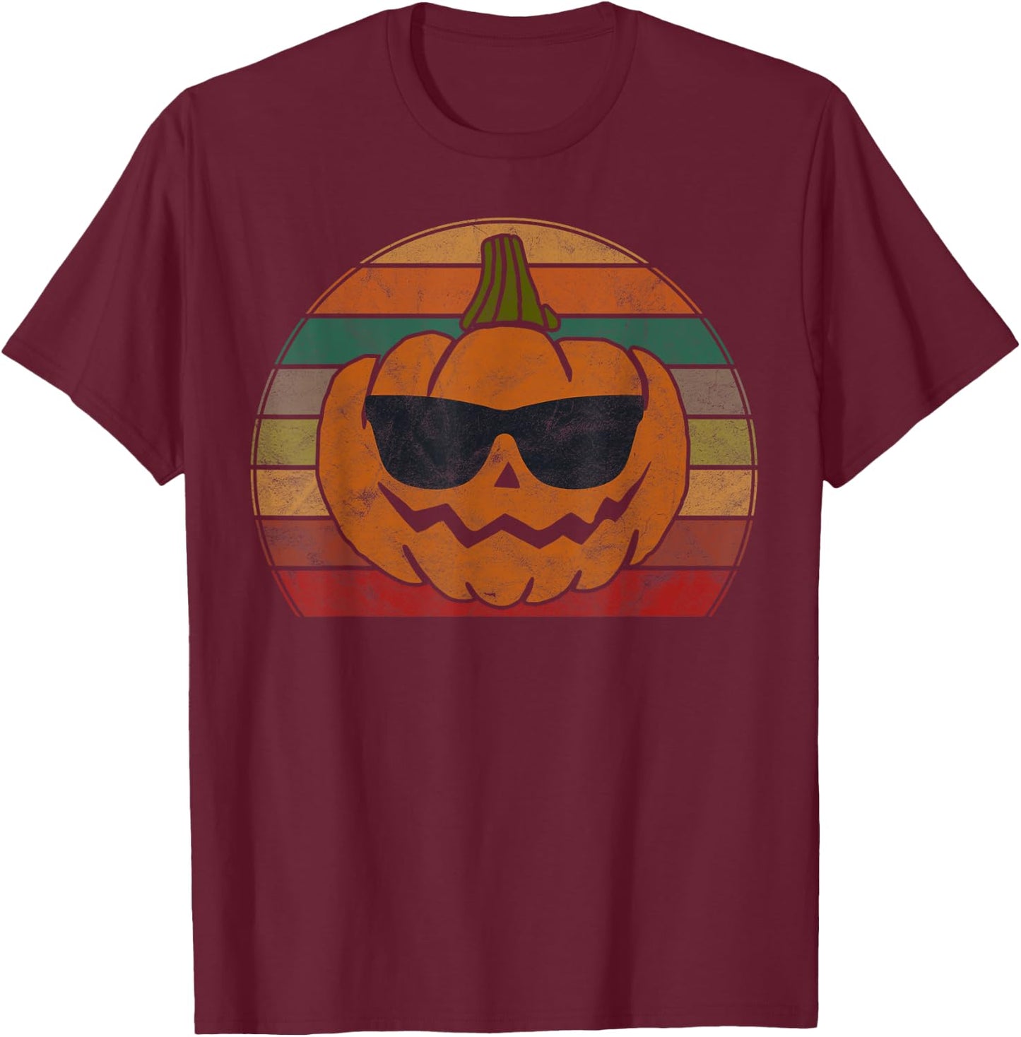 Vintage Pumpkin Face Costume Boys Girls Halloween T-Shirt - T-Shirt | Maroon