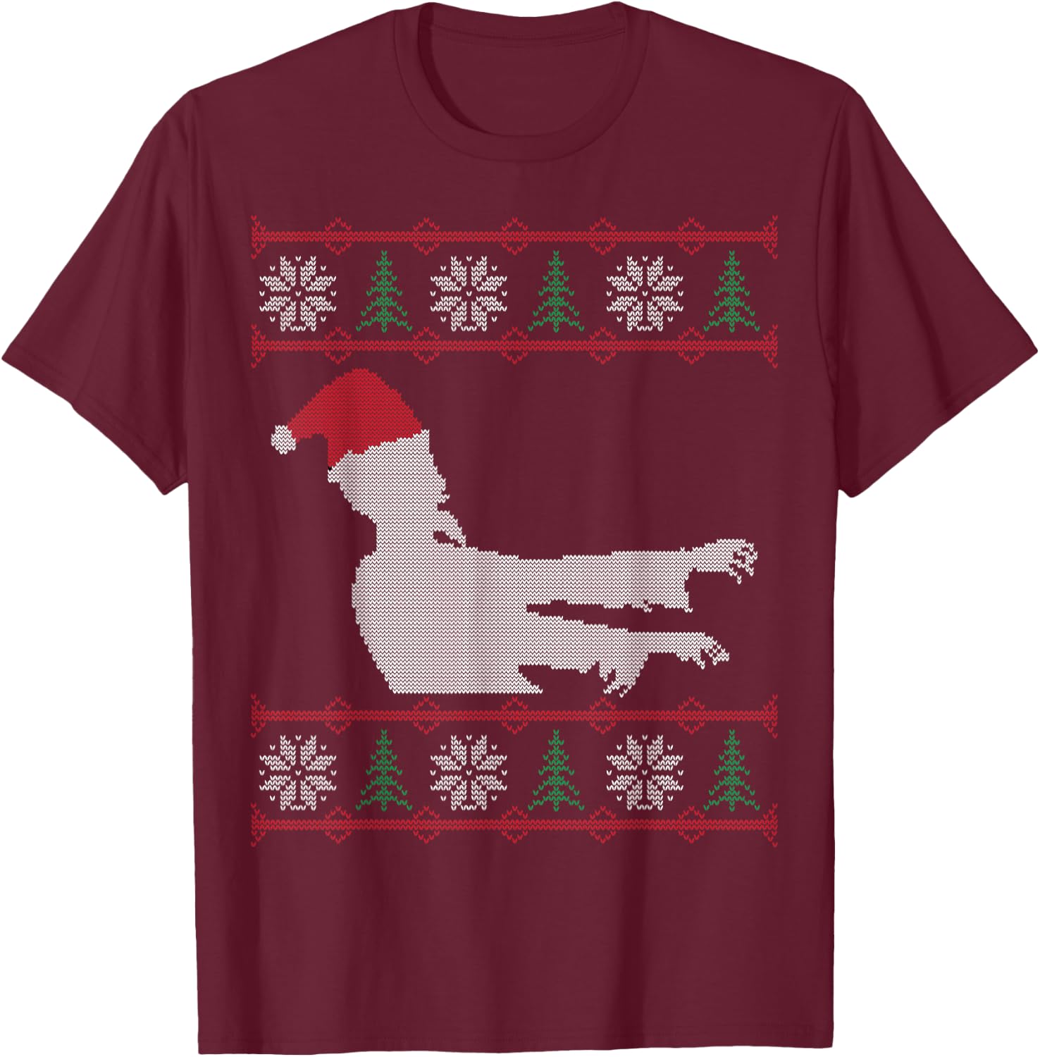 Zombie Santa Ugly Christmas T-Shirt - T-Shirt | Maroon