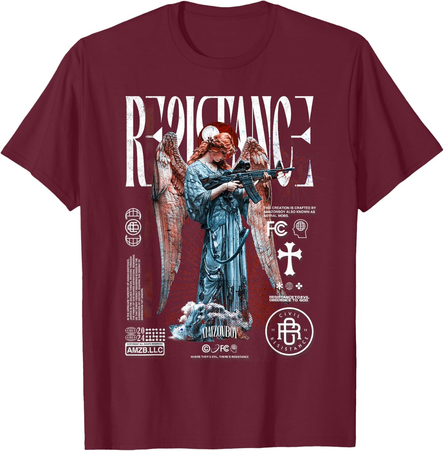 Civil Resistance - Luxury Streetwear Urban Fashion T-Shirt - T-Shirt | Maroon