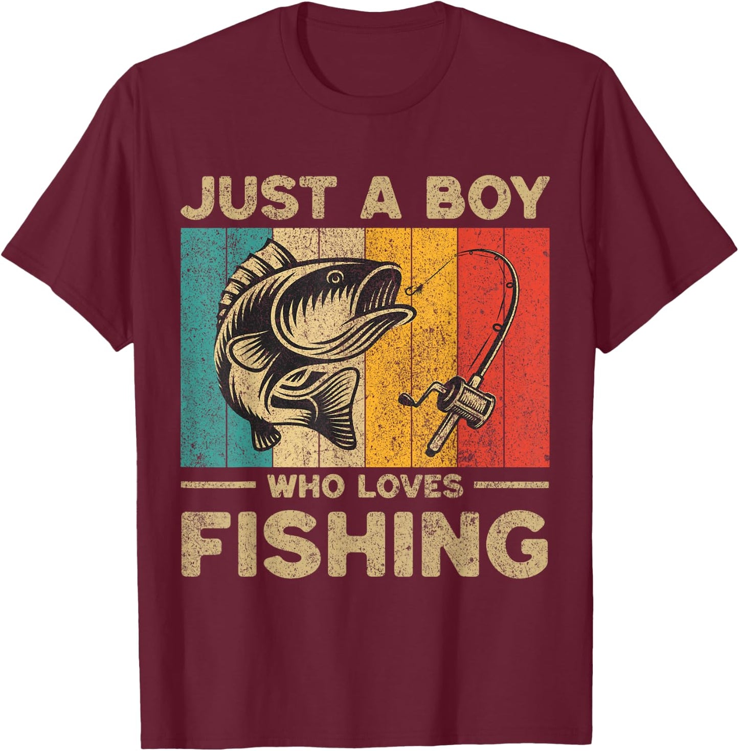 Funny Vintage Fishing Jokes Boys Fisherman Bass Fish T-Shirt - T-Shirt | Maroon