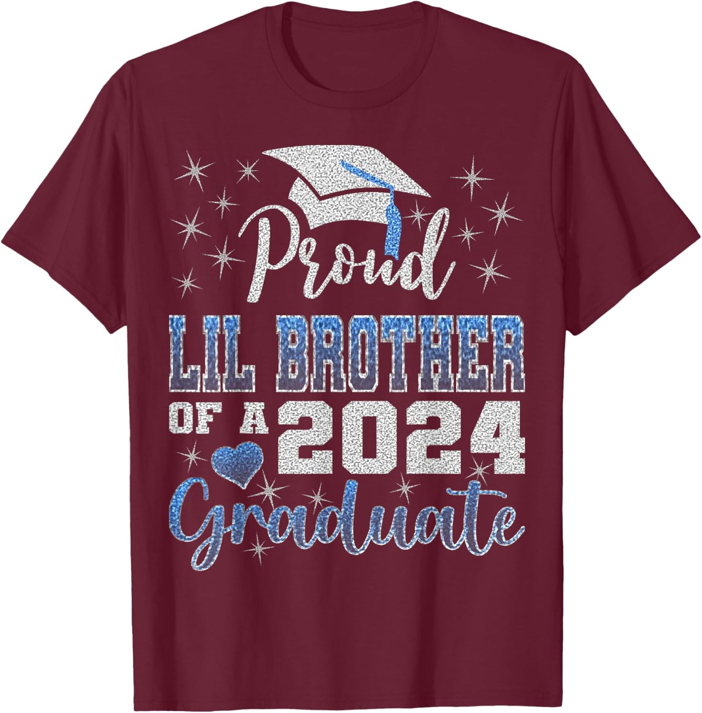 Super Proud Little Brother of 2024 Graduate Awesome Family T-Shirt - T-Shirt | Maroon