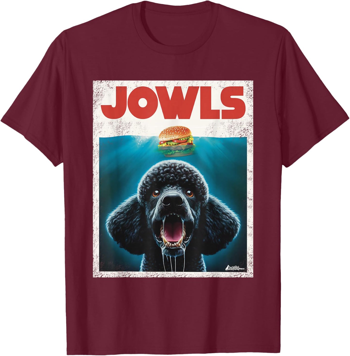 Funny Poodle Black Standard Poodle Jowls Burger Cute Dog Mom T-Shirt - T-Shirt | Maroon