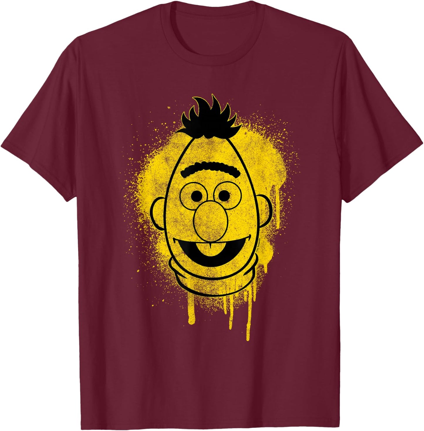 Sesame Street Bert Graffiti Spray Face Halloween Costume T-Shirt - T-Shirt | Maroon