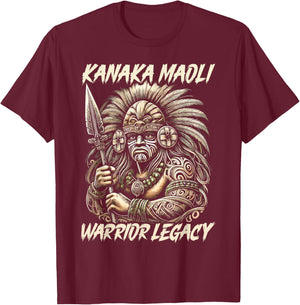 Kanaka Maoli Warrior Native Hawaiian Islands Hawaii Flag T-Shirt - T-Shirt | Maroon
