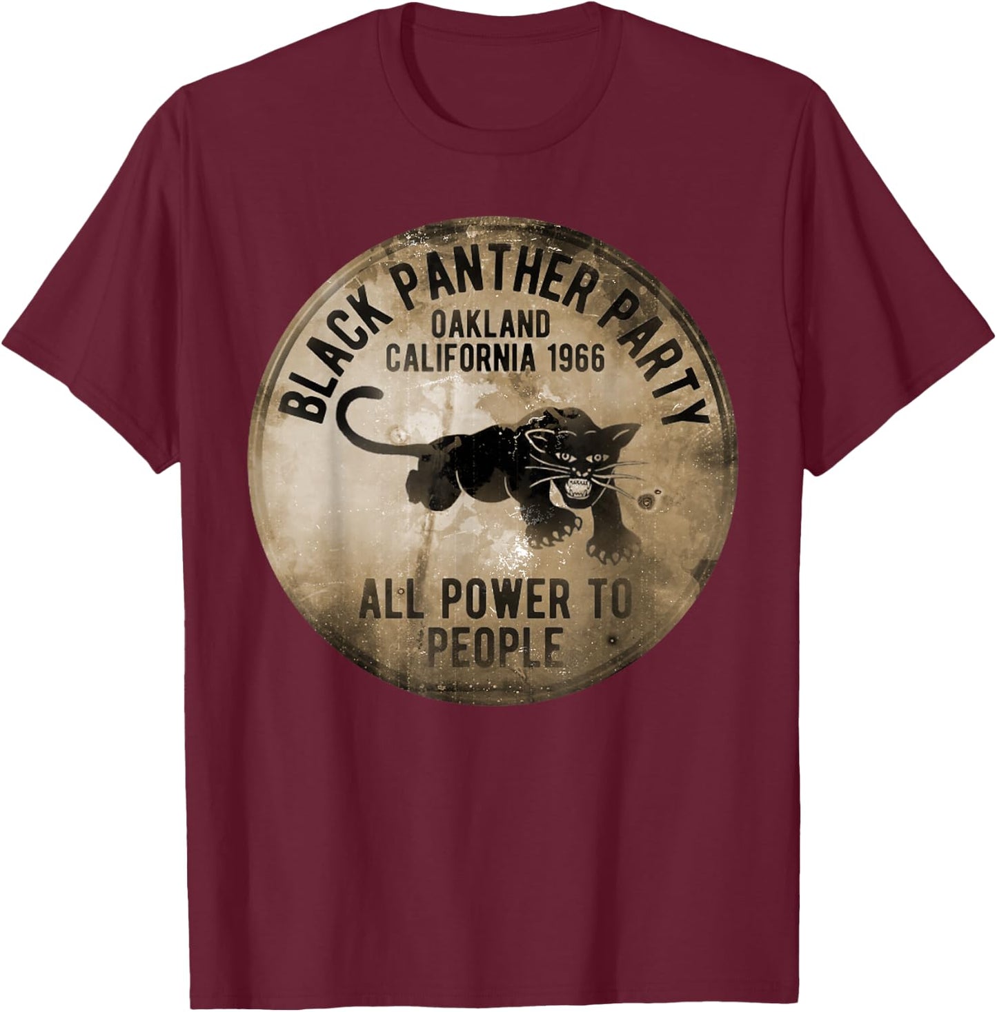 Vintage Oakland California 1966 Black Panther Party T-Shirt - T-Shirt | Maroon