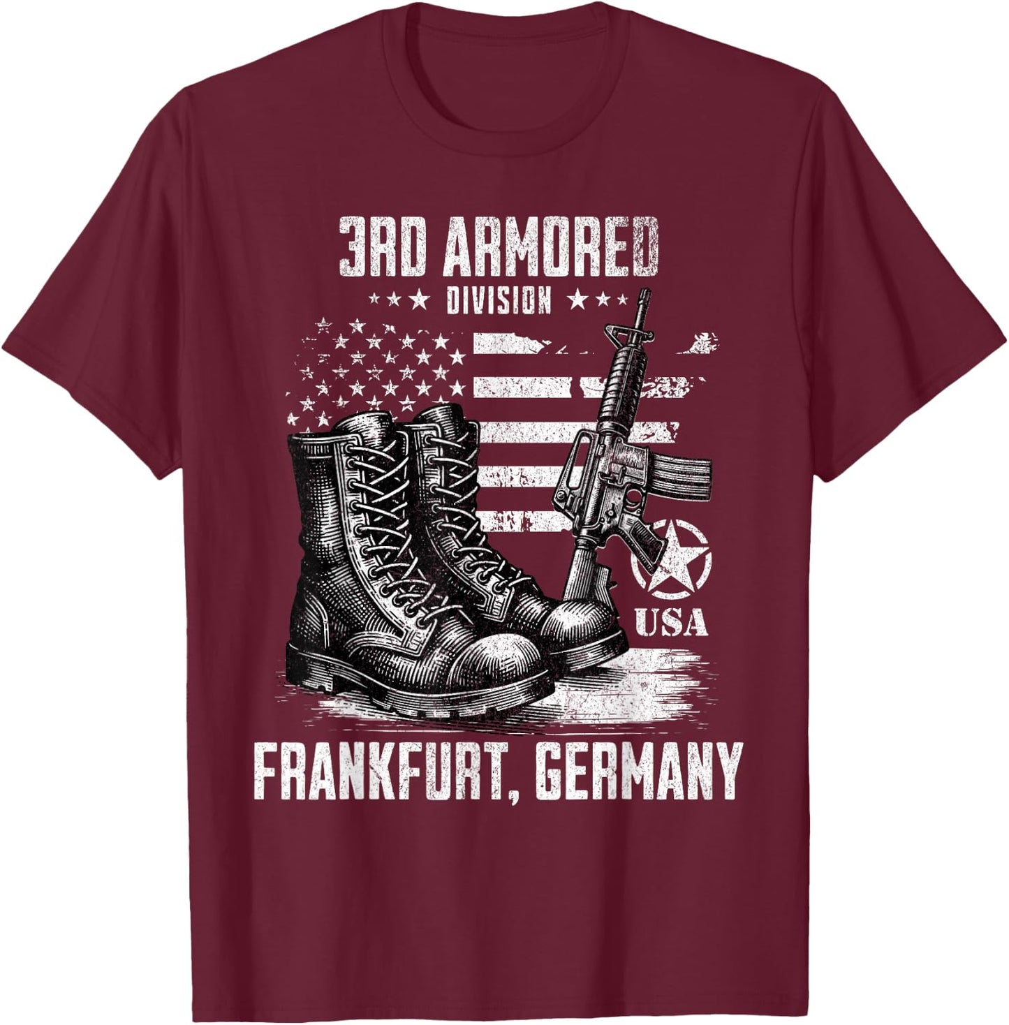 SoldierTees 3rd Armored Division Frankfurt Germany Military Veteran , Small, Black T-Shirt - T-Shirt | Maroon