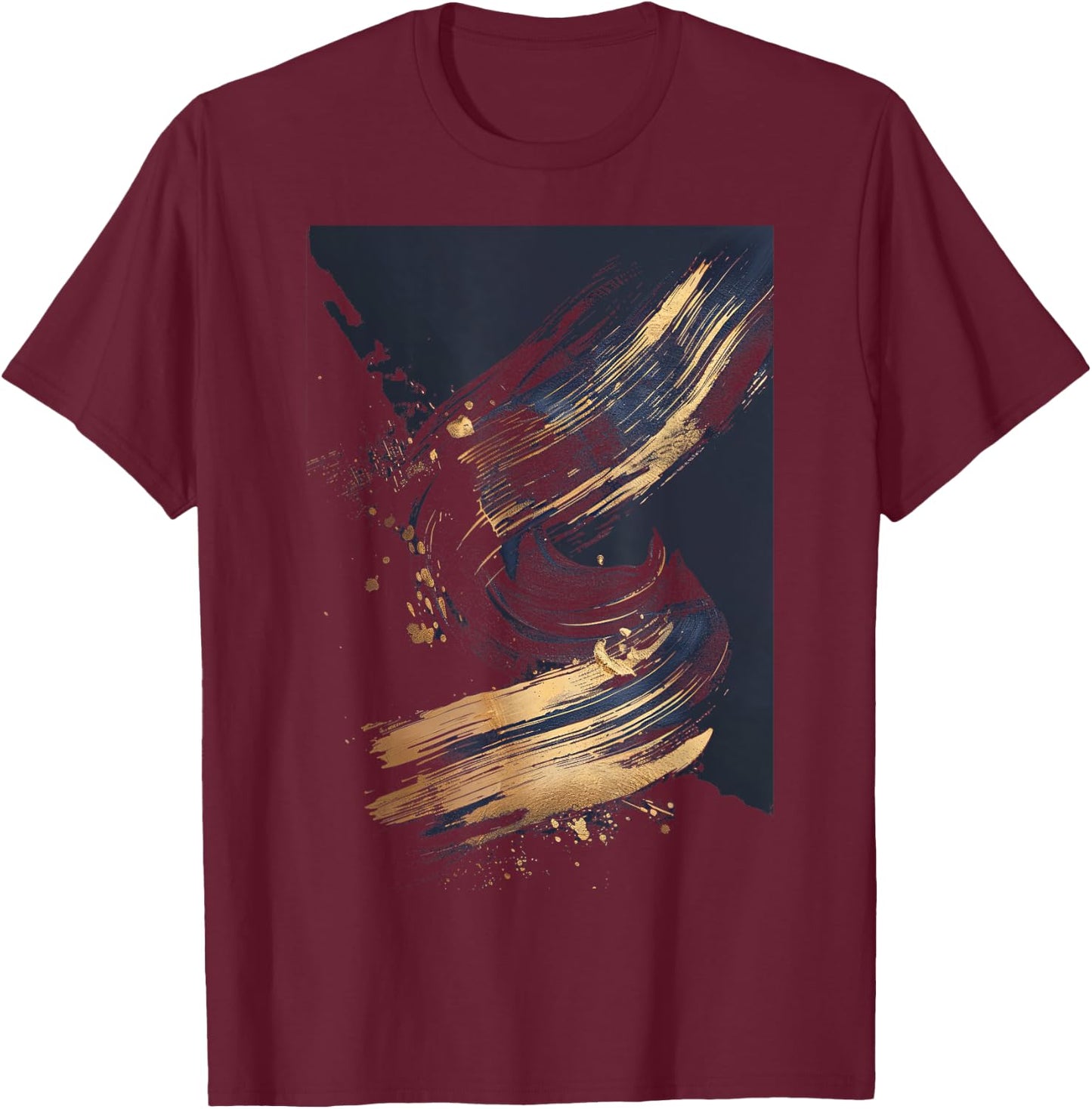 Black Brushstrokes Graphic T-Shirt - T-Shirt | Maroon