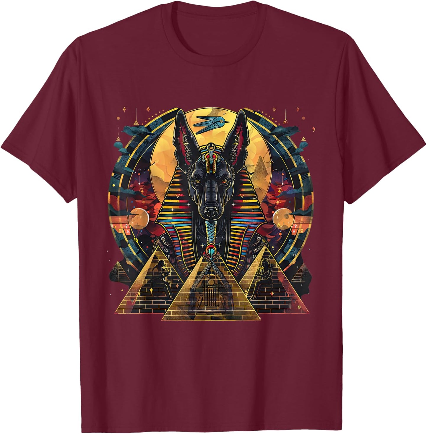 Ancient Egypt Mythology Egyptian God Anubis T-Shirt - T-Shirt | Maroon