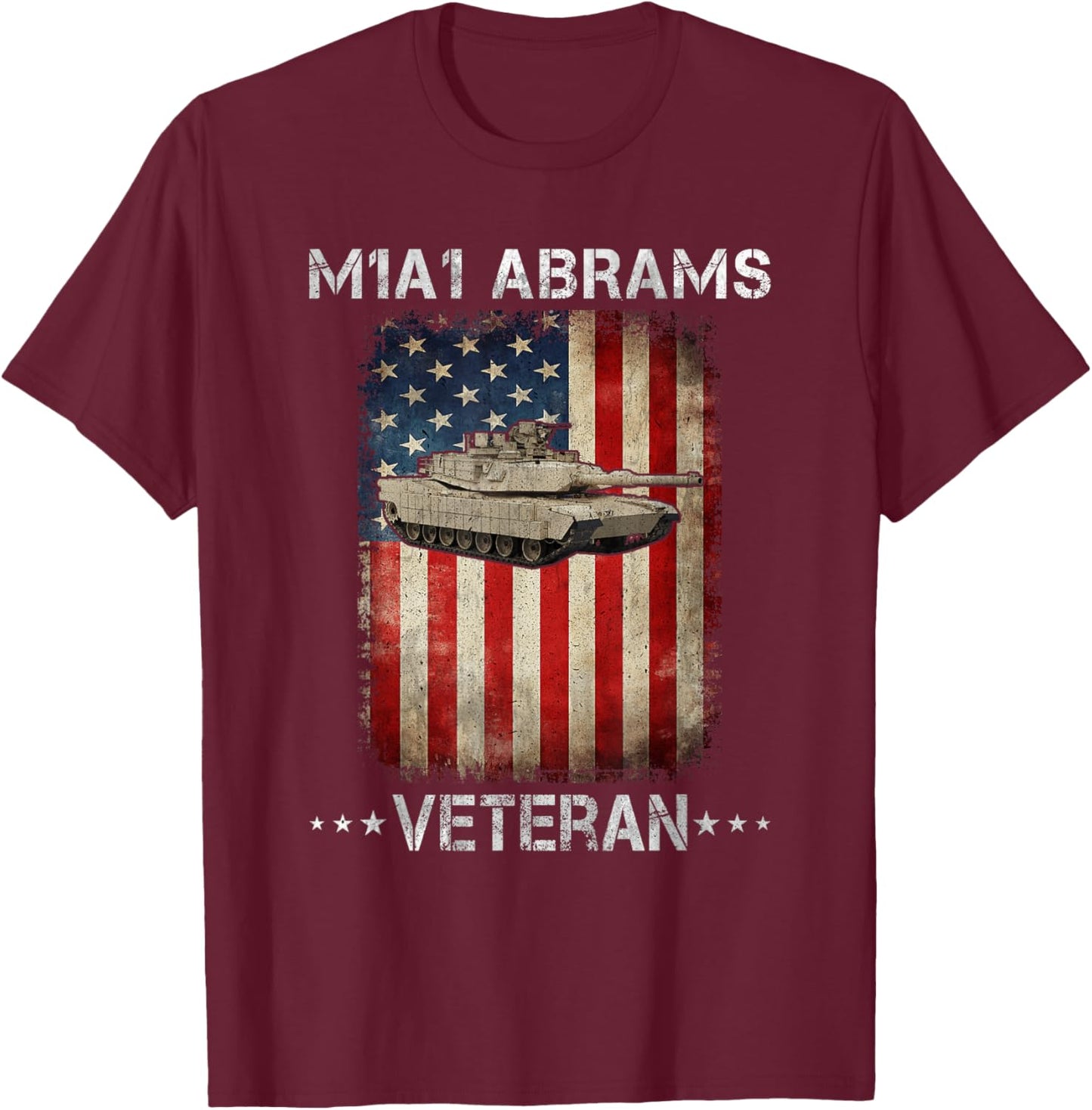M1A1 Abrams Tank Veteran Main Battle Tank American Flag Women Men T-Shirt - T-Shirt | Maroon