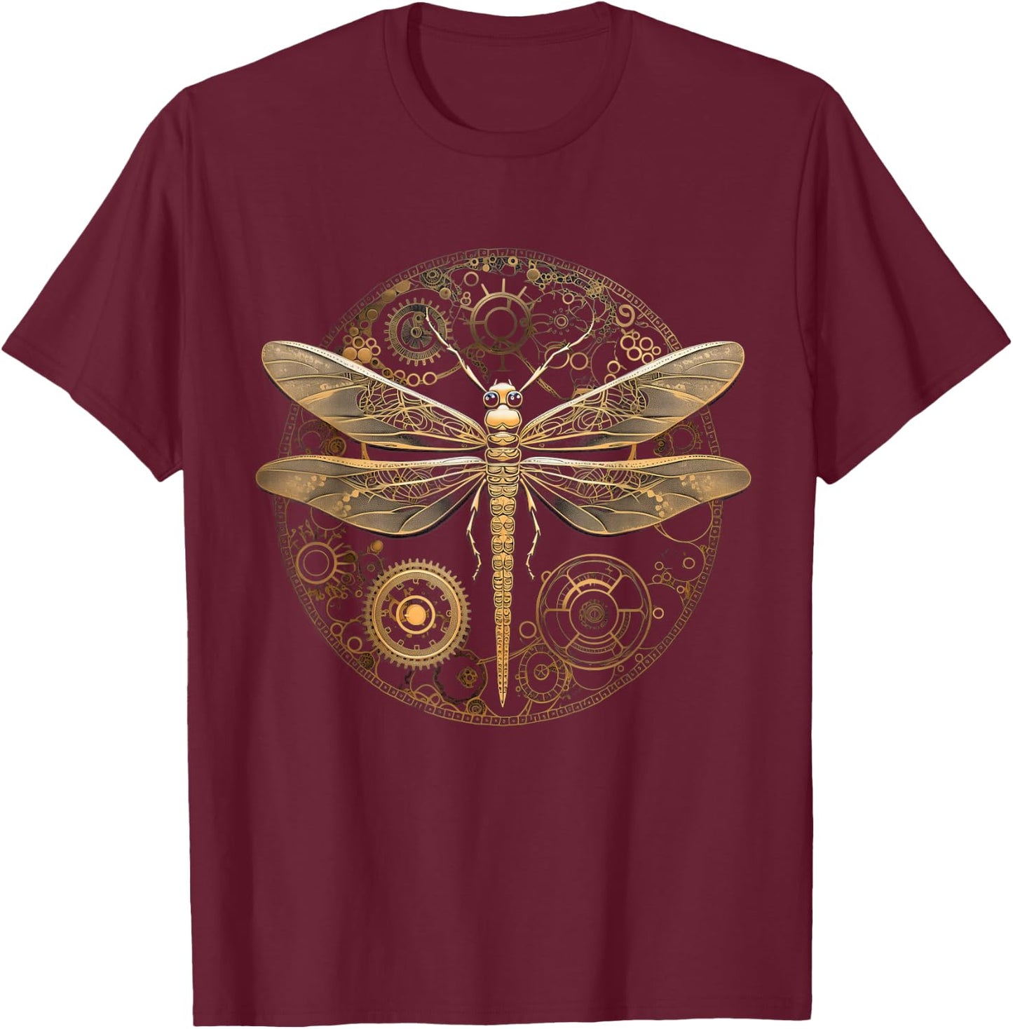 Dragonfly Steampunk Insect Art Goth Gothic Engineer T-Shirt - T-Shirt | Maroon