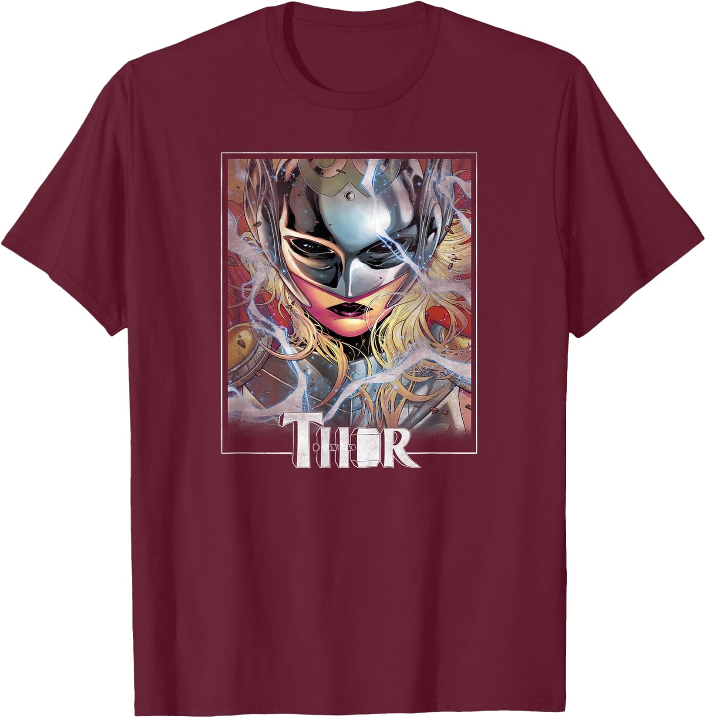 Marvel Jane Foster Mighty Thor Comic Hero Portrait T-Shirt - T-Shirt | Maroon