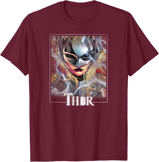 Marvel Jane Foster Mighty Thor Comic Hero Portrait T-Shirt - T-Shirt | Maroon