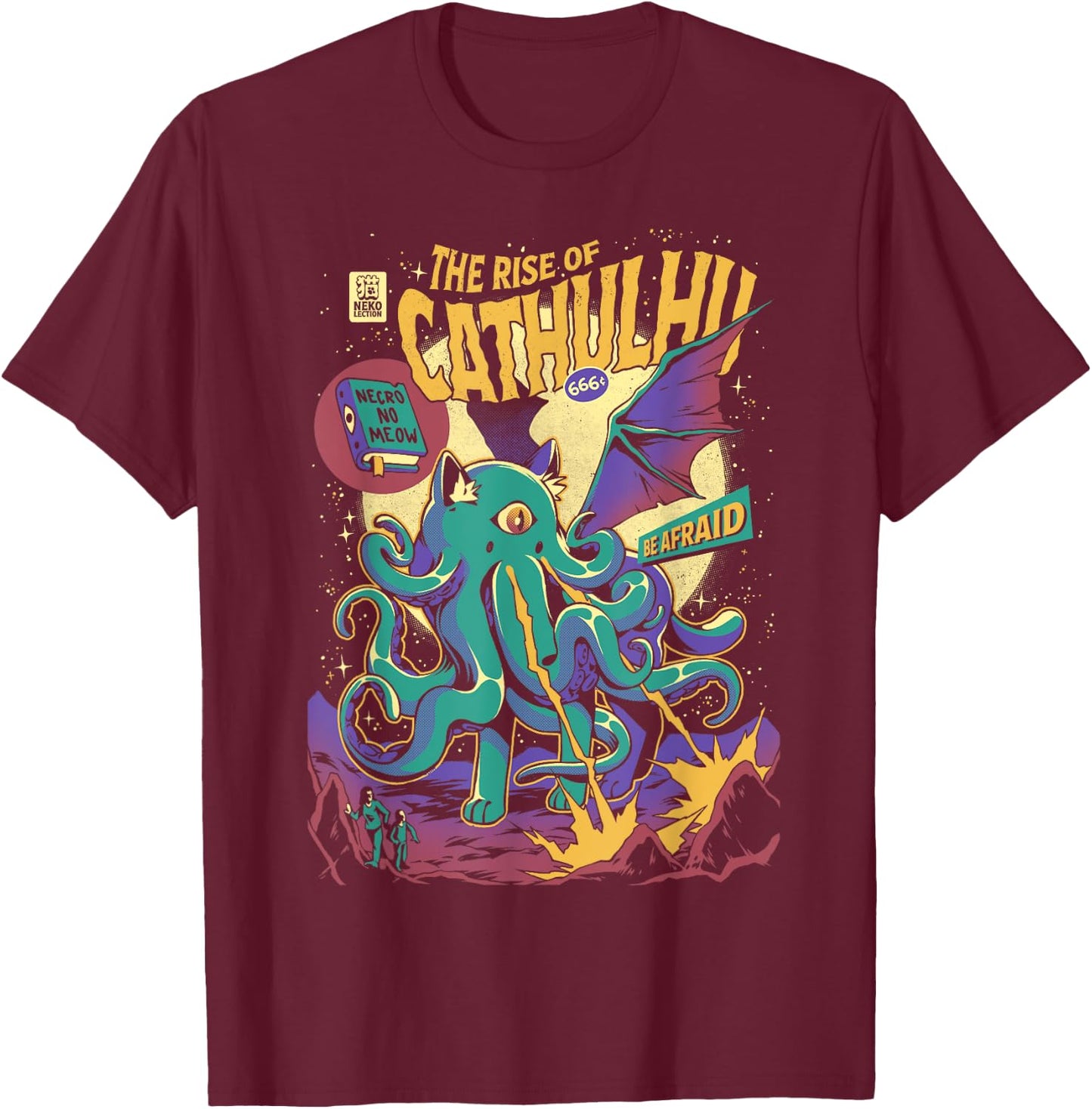 Rise Of Cathulhu Creepy Kitten Cthulhu Halloween Cat T-Shirt - T-Shirt | Maroon