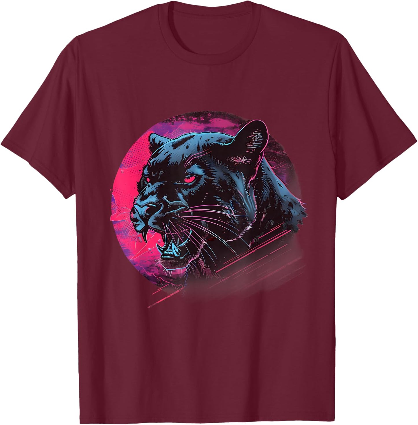 Panther Wildlife Portrait Colourful Nature Panther Lover T-Shirt - T-Shirt | Maroon