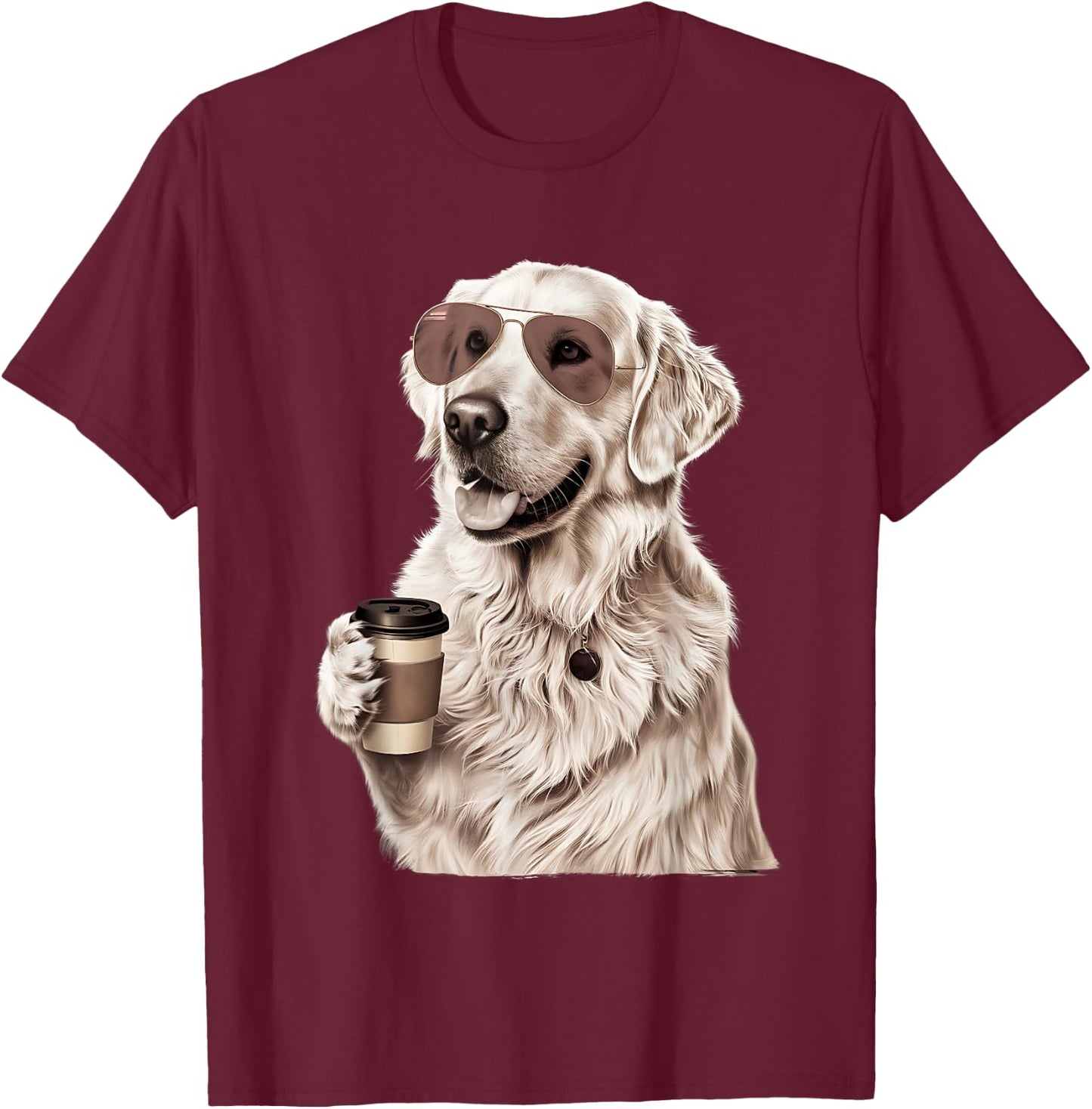 English Cream Golden Retriever Coffee Dog Mom Dad T-Shirt - T-Shirt | Maroon